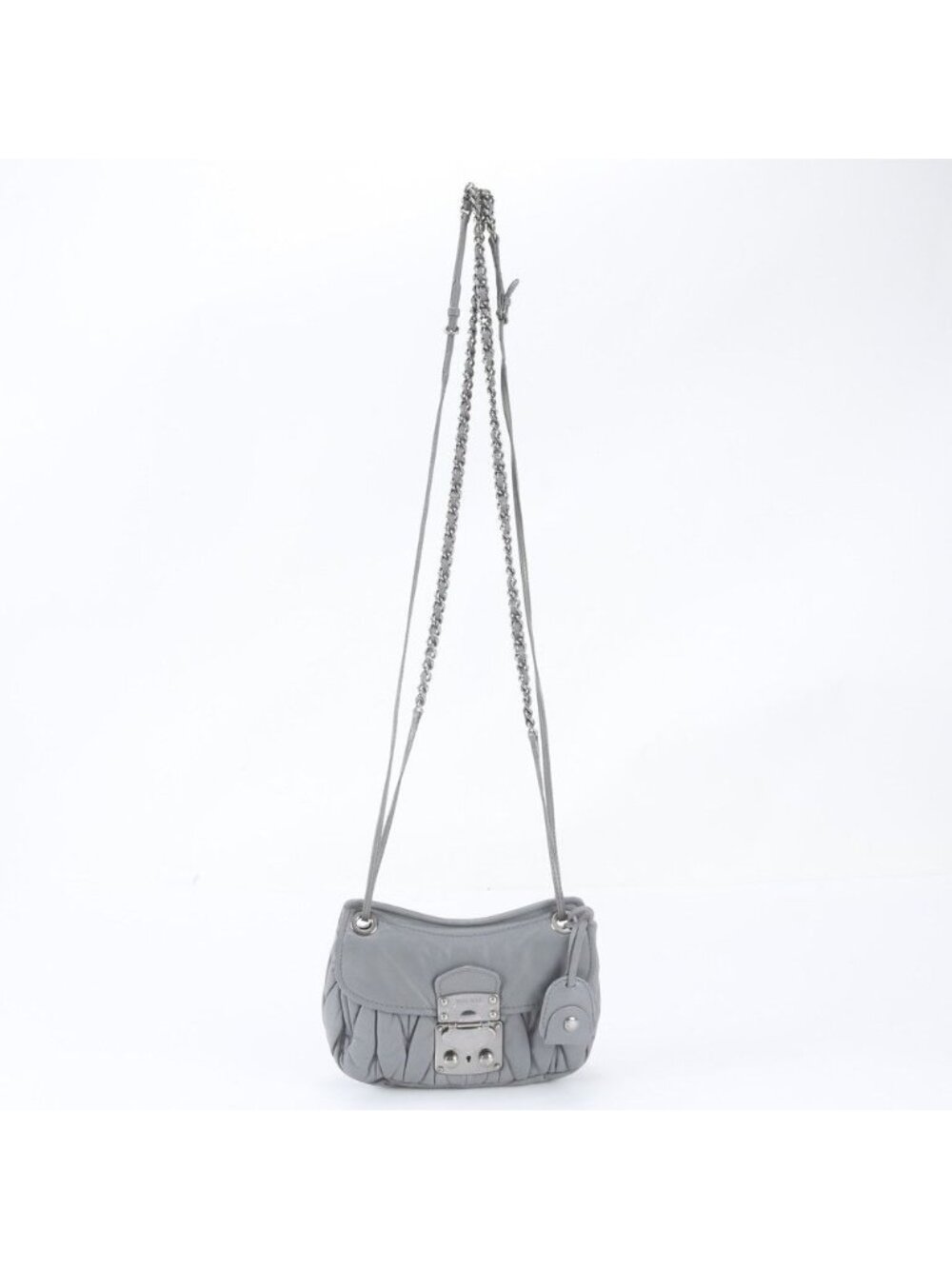 Miu Miu Matelasse Chain Crossbody Leather Shoulder Bag Gray